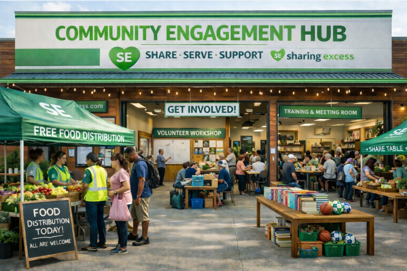 An imagined render of the Sharing Excess Philadelphia Community Hub